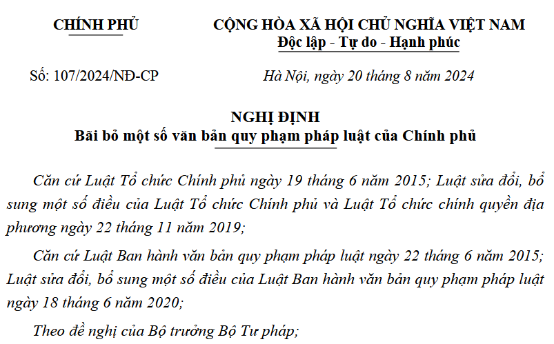 Repealing a number of the Government’s legal documents