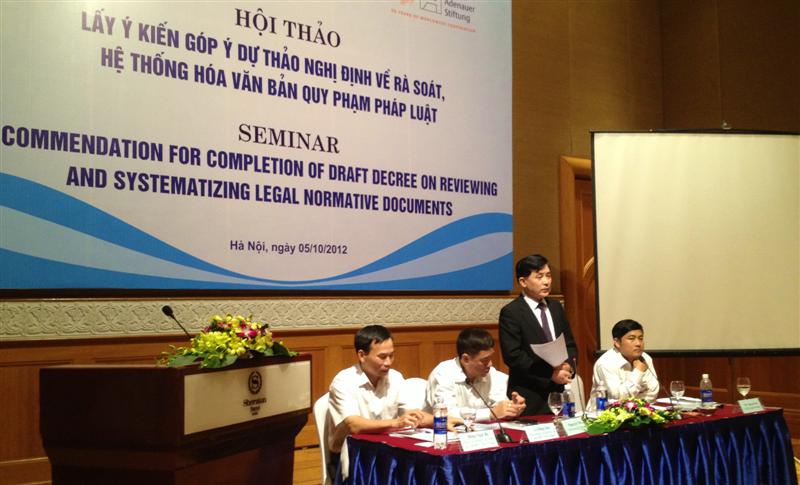 Seminar on commendation for completion of draft decree on reviewing and systematizing legal normative documents