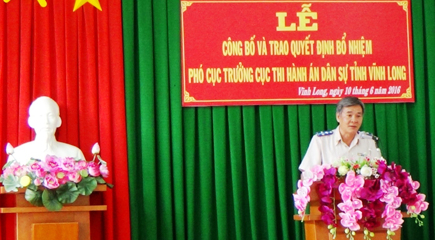 Lễ công bố, trao Quyết định bổ nhiệm Phó Cục trưởng Cục Thi hành án dân sự tỉnh Vĩnh Long