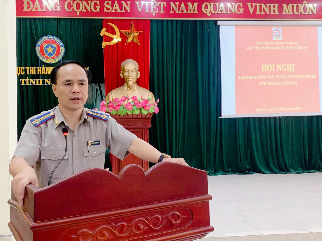 Cục Thi hành án dân sự tỉnh Nghệ An tổ chức hội nghị giao ban công tác THADS, theo dõi THAHC  8 tháng đầu năm 2024