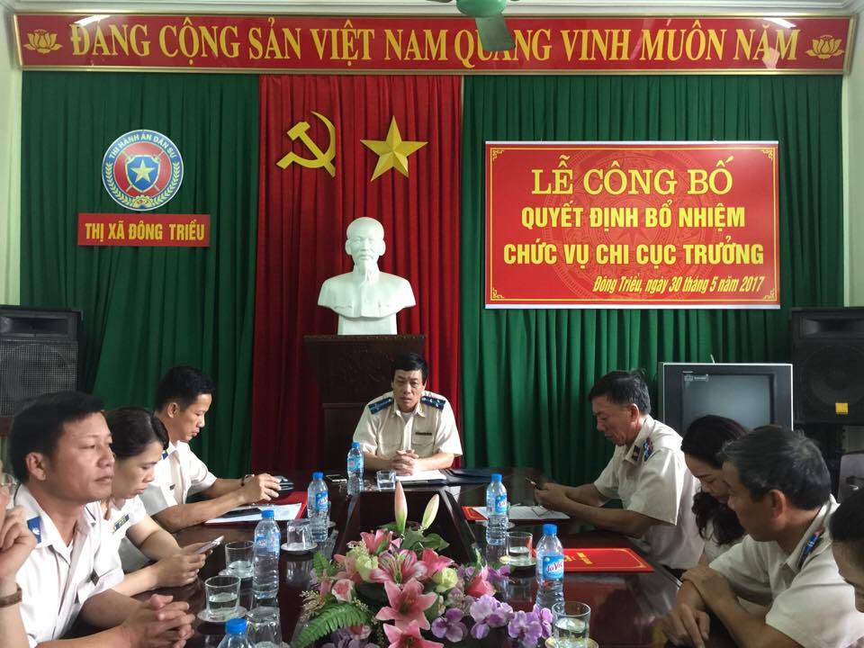 Đoàn công tác của Cục Thi hành án dân sự tỉnh làm việc với Chi cục Thi hành án dân sự thị xã Đông Triều