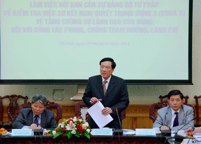 Central Steering Committee for anti-corruption worked with Party commission of the Justice Ministry