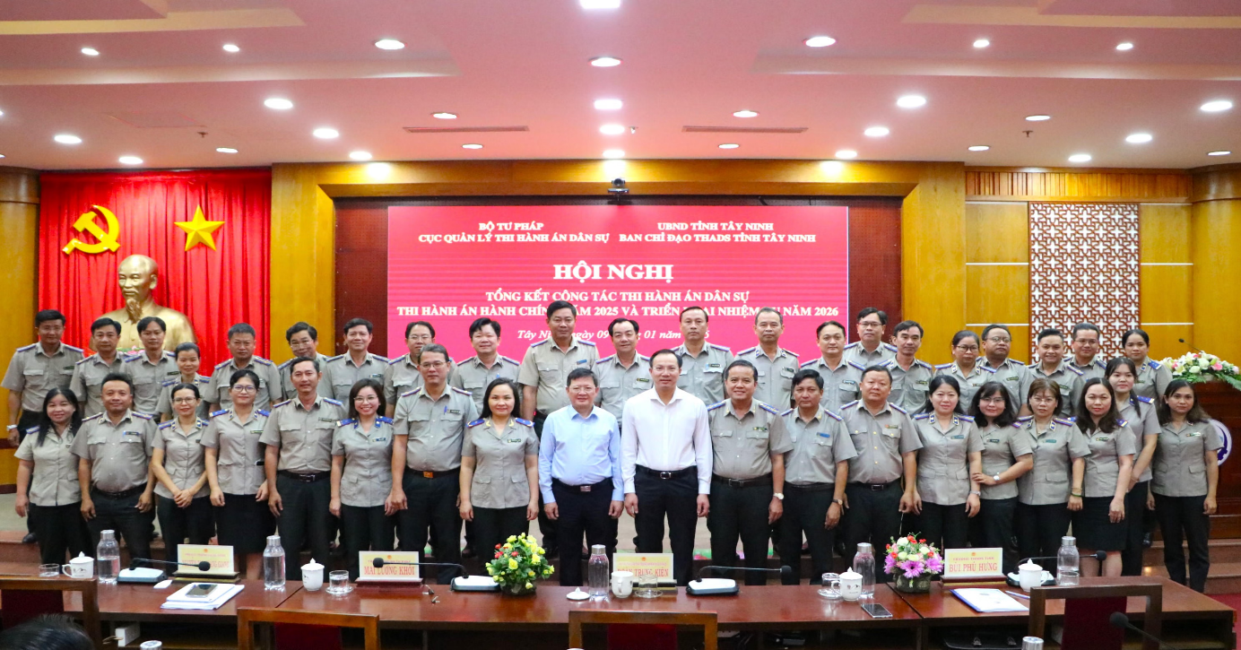 Thi hành án dân sự tỉnh Tây Ninh tổng kết công tác thi hành án dân sự, thi hành án hành chính năm 2025; triển khai nhiệm vụ năm 2026