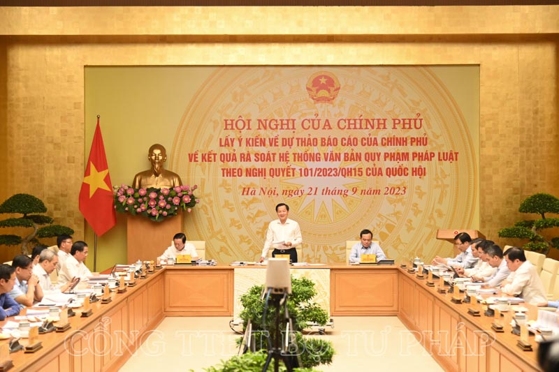 Lấy ý kiến dự thảo Báo cáo của Chính phủ về rà soát hệ thống VBQPPL theo Nghị quyết số 101/2023/QH15