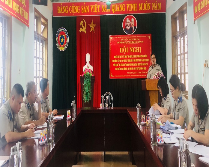 CHI BỘ CHI CỤC THI HÀNH ÁN DÂN SỰ HUYỆN HƯỚNG HÓA TỔ CHỨC HỘI NGHỊ NGHIÊN CỨU, HỌC TẬP TÁC PHẨM CỦA TỔNG BÍ THƯ NGUYỄN PHÚ TRỌNG; TRIỂN KHAI THỰC HIỆN MỘT SỐ NGHỊ QUYẾT, QUY ĐỊNH MỚI CỦA ĐẢNG VÀ DIỄN ĐÀN CHI BỘ NĂM 2023