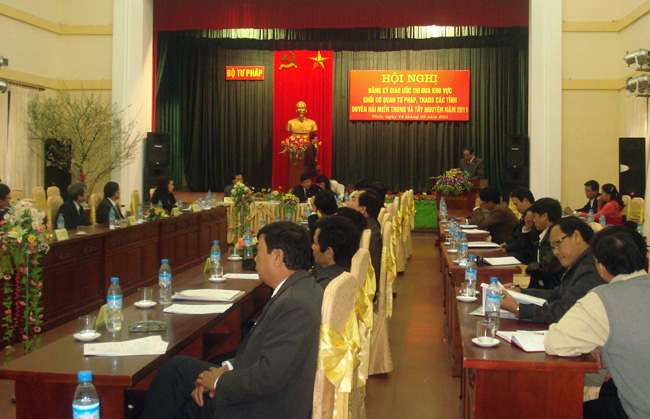 Registering the mutual agreement of commendation among the justice and civil judgement enforcement agencies from central and Tay Nguyen provinces