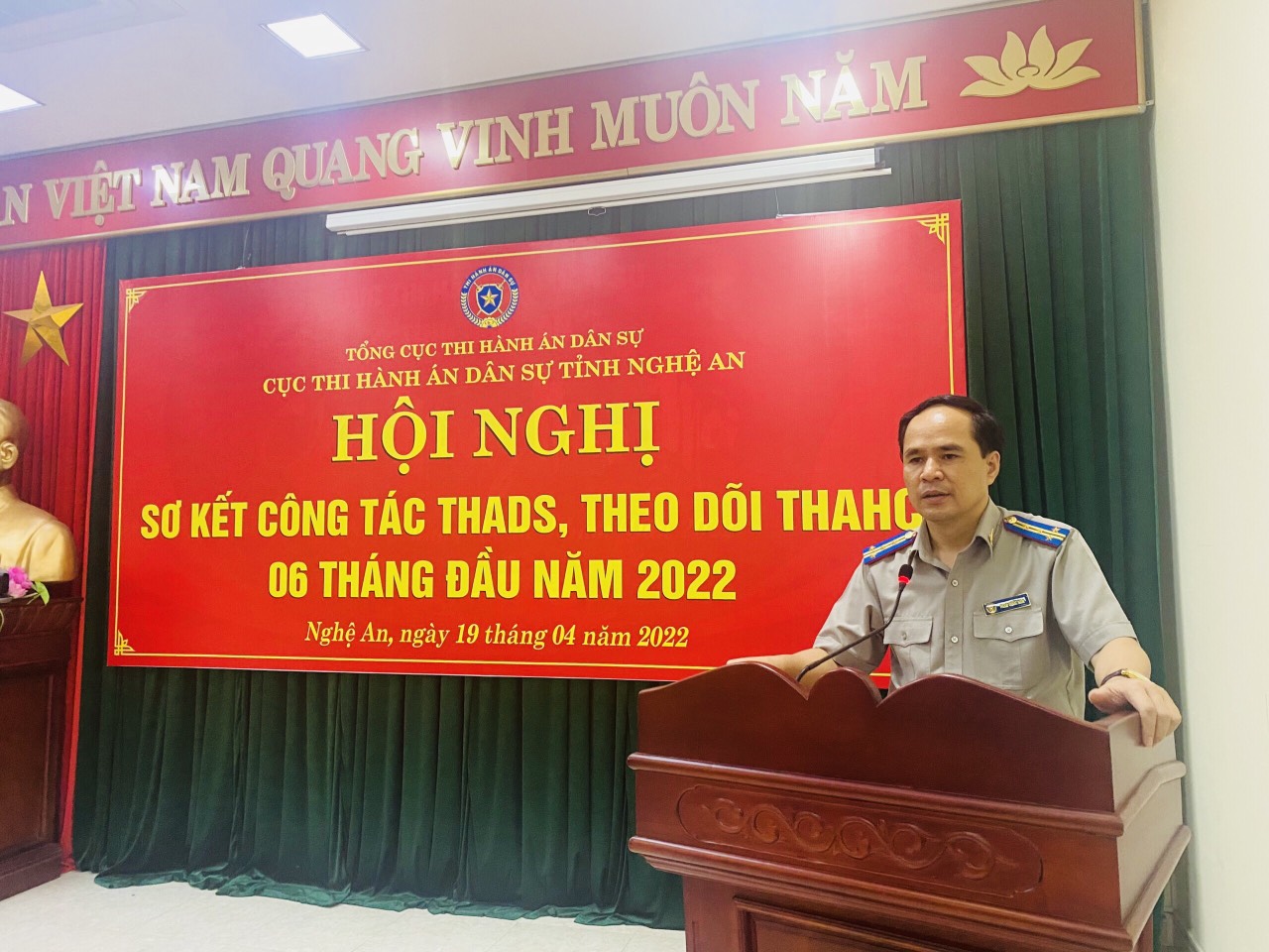 Cục Thi hành án dân sự tỉnh Nghệ An tổ chức Hội nghị sơ kết công tác Thi hành án dân sự, theo dõi thi hành án hành chính 6 đầu năm 2022