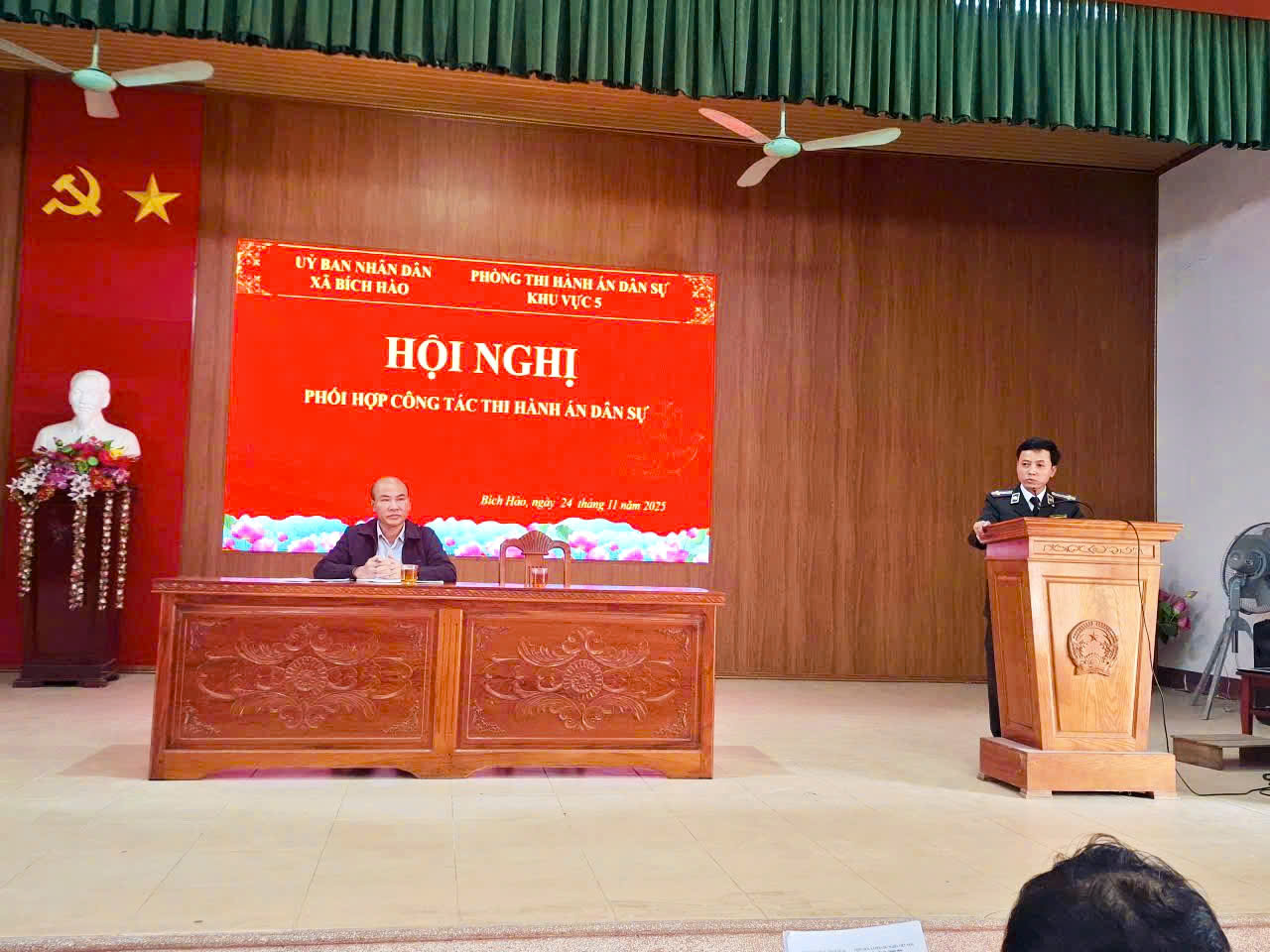 Phòng Thi hành án dân sự khu vực 5, tỉnh Nghệ An tổ chức Hội nghị phối hợp công tác thi hành án dân sự tại Uỷ ban nhân dân xã Bích Hào