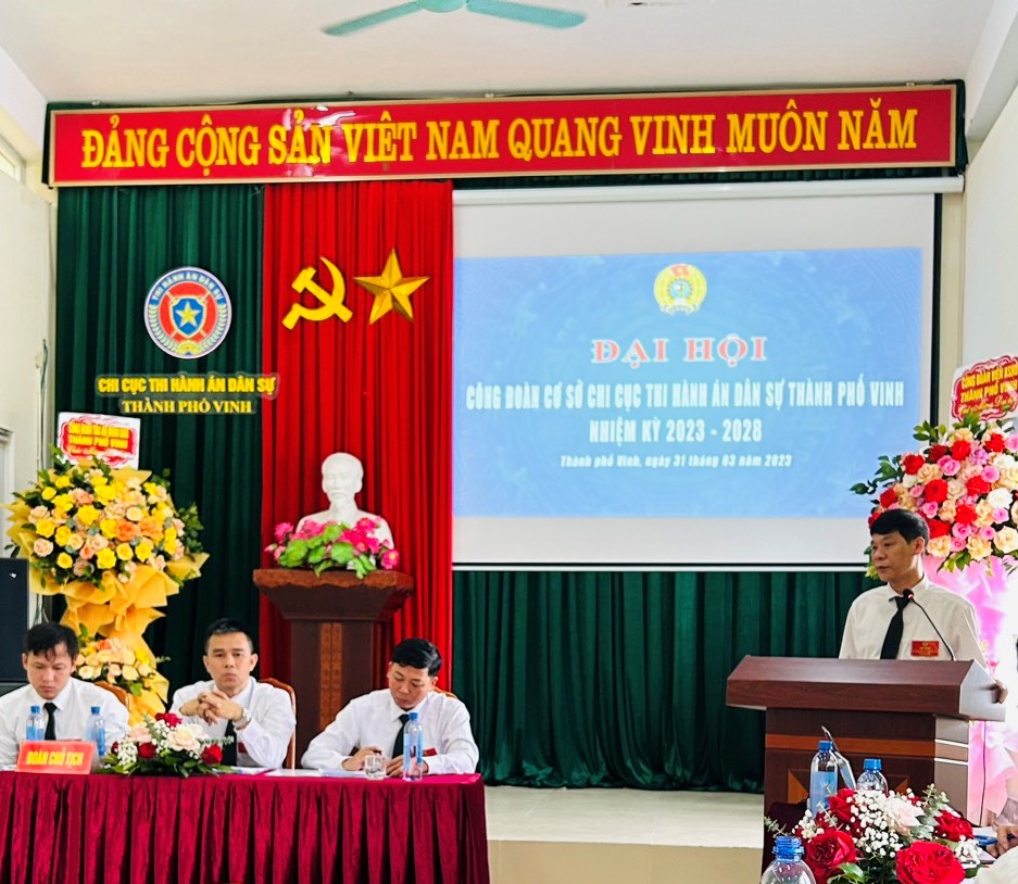 Công đoàn Chi cục Thi hành án dân sự thành phố Vinh tổ chức Đại hội lần thứ IV nhiệm kỳ 2023-2028.