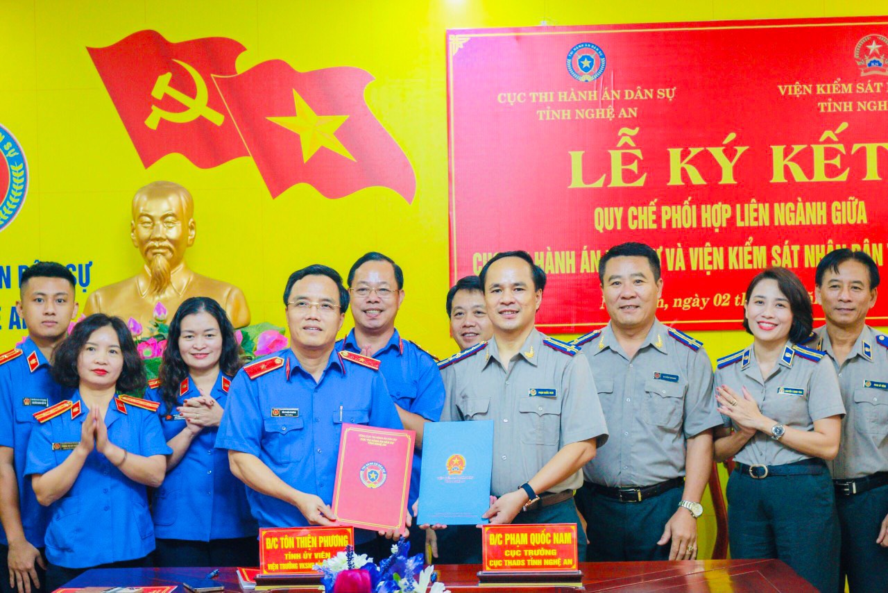 Cục Thi hành án dân sự và Viện Kiểm sát nhân dân tỉnh ký kết Quy chế phối hợp liên ngành