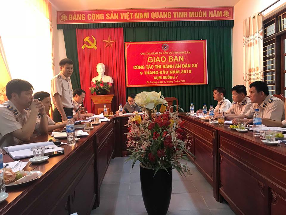 Cục Thi hành án dân sự tỉnh Nghệ An tổ chức giao ban cụm Quý III năm 2018