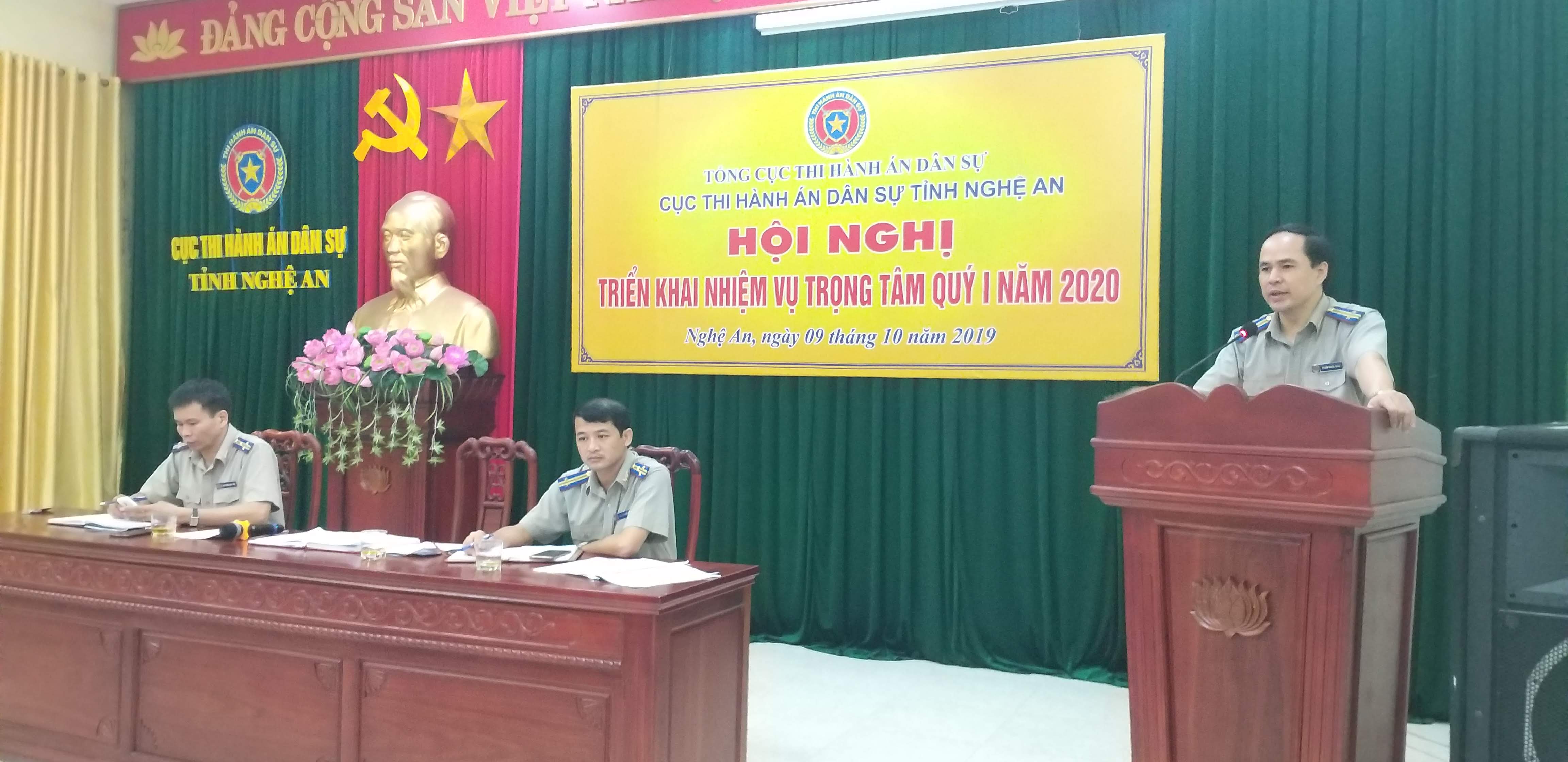 Cục Thi hành án dân sự tỉnh Nghệ An tổ chức Hội nghị triển khai nhiệm vụ trọng tâm Quý I năm 2020