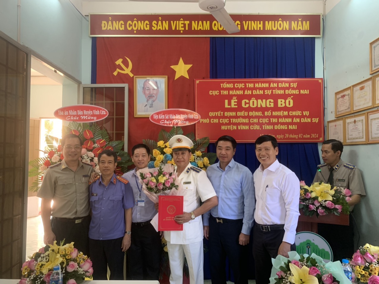 Lễ công bố và trao Quyết định điều động, bổ nhiệm chức vụ Phó Chi cục trưởng Chi cục Thi hành án dân sự huyện Vĩnh Cửu.