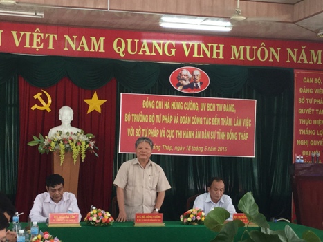 Bộ trưởng Bộ Tư pháp Hà Hùng Cường thăm và làm việc tại Đồng Tháp