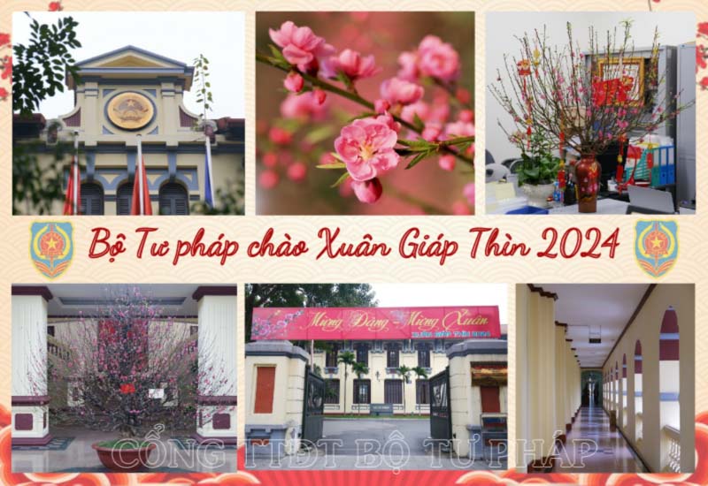 Trụ sở Bộ Tư pháp thay “áo mới” chào mừng Tết Nguyên đán Giáp Thìn năm 2024