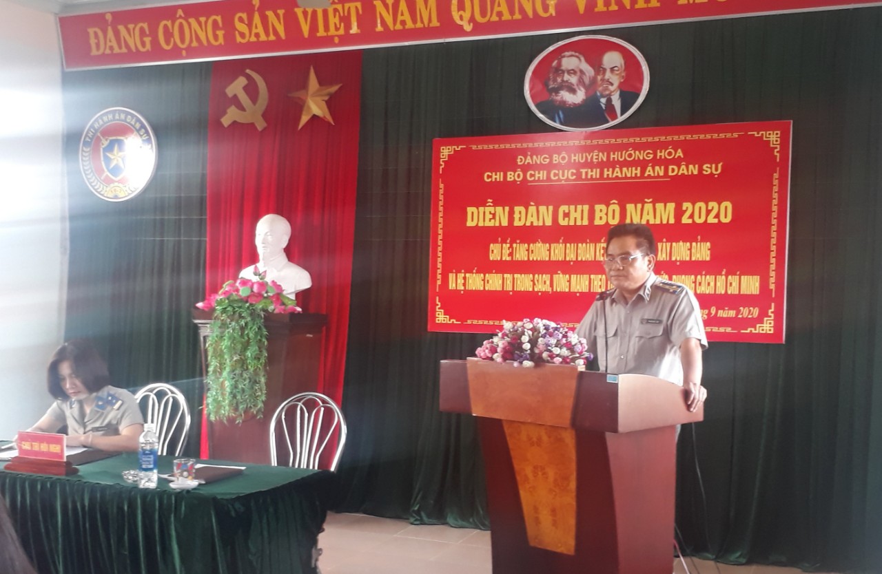 CHI BỘ CHI CỤC THI HÀNH ÁN DÂN SỰ HUYỆN HƯỚNG HÓA TỔ CHỨC DIỄN ĐÀN: “TĂNG CƯỜNG KHỐI ĐẠI ĐOÀN KẾT TOÀN DÂN TỘC, XÂY DỰNG ĐẢNG VÀ HỆ THỐNG CHÍNH TRỊ TRONG SẠCH, VỮNG MẠNH THEO TƯ TƯỞNG, ĐẠO ĐỨC, PHONG CÁCH HỒ CHÍ MINH”