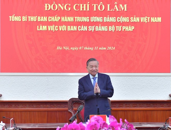 Ảnh đại diện general secretary to lam works with the party committee of the ministry of justice