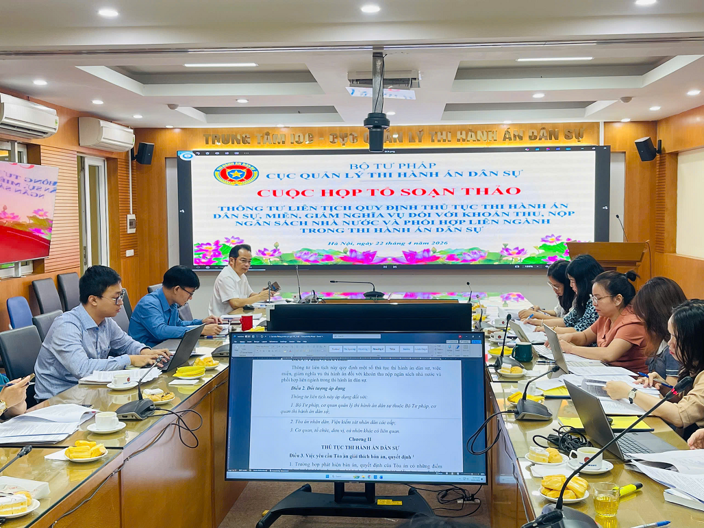 Họp Tổ soạn thảo Thông tư liên tịch quy định thủ tục thi hành án dân sự, miễn, giảm nghĩa vụ đối với khoản thu, nộp ngân sách nhà nước và phối hợp liên ngành trong thi hành án dân sự