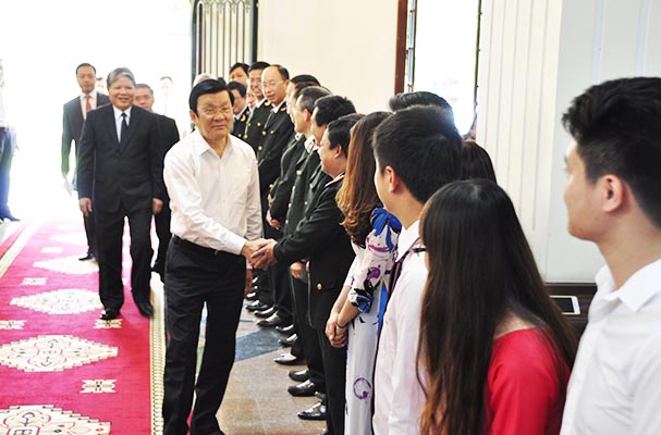Chủ tịch nước Trương Tấn Sang làm việc tại Bộ Tư pháp về công tác Thi hành án dân sự