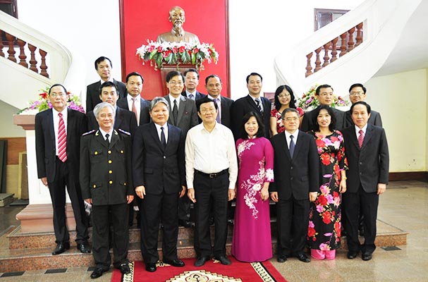 Chủ tịch nước Trương Tấn Sang làm việc tại Bộ Tư pháp về công tác Thi hành án dân sự