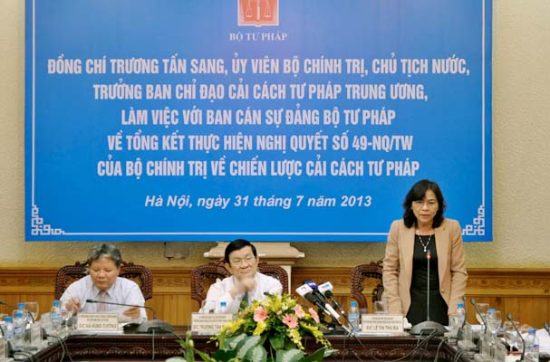 Album Chủ tịch nước Trương Tấn Sang làm việc với Ban Cán sự Đảng Bộ Tư pháp