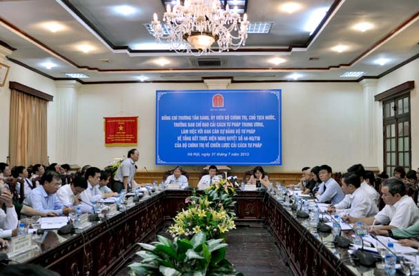 Chủ tịch nước Trương Tấn Sang làm việc với Ban Cán sự Đảng Bộ Tư pháp (8)