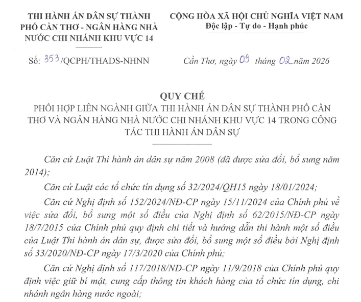 Tăng cường phối hợp liên ngành trong công tác thi hành án dân sự liên quan đến tín dụng, ngân hàng