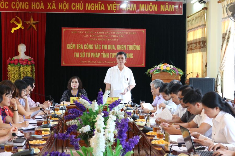 Đoàn kiểm tra số 3, kiểm tra công tác thi đua, khen thưởng năm 2020 tại Sở Tư pháp tỉnh Tuyên Quang