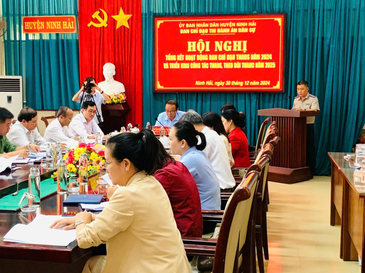 Ảnh đại diện Hội nghị Tổng kết hoạt động Ban chỉ đạo THADS huyện năm 2024 và triển khai công tác THADS, theo dõi thi hành án hành chính năm 2025 của Huyện Ninh Hải