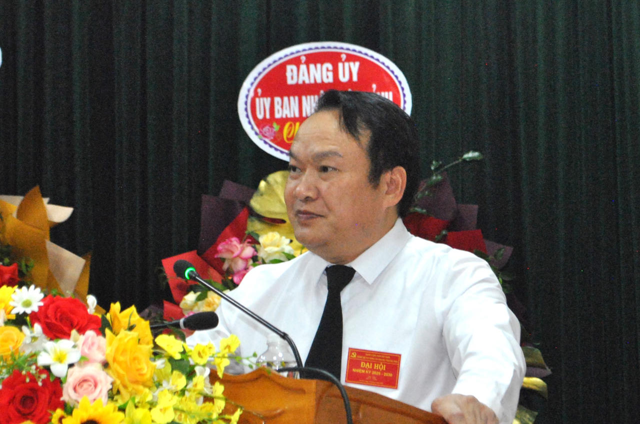 Ông Trương Công Hoàng-Bí thư Đảng ủy, Quyền trưởng THADS tỉnh Hà Tĩnh phát biểu. Ảnh: Hữu Anh