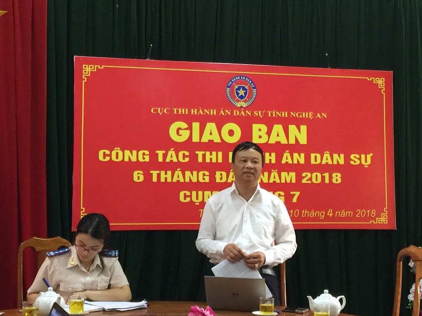 Cục Thi hành án dân sự tỉnh Nghệ An tổ chức Hội nghị giao ban Cụm sơ kết công tác 6 tháng đầu năm 2018