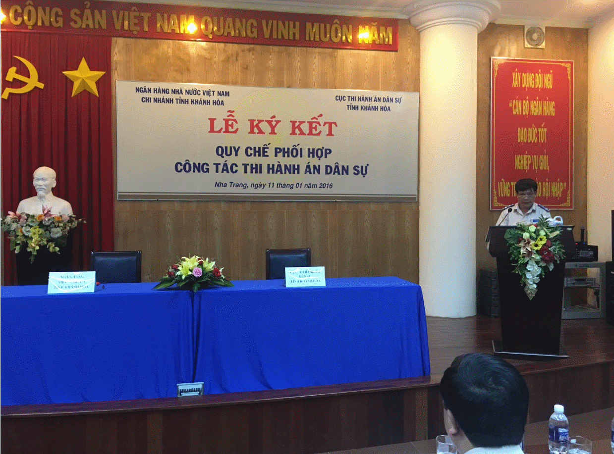 Ký Quy chế phối hợp trong công tác thi hành án dân sự với Ngân hàng Nhà nước chi nhánh tỉnh Khánh Hòa