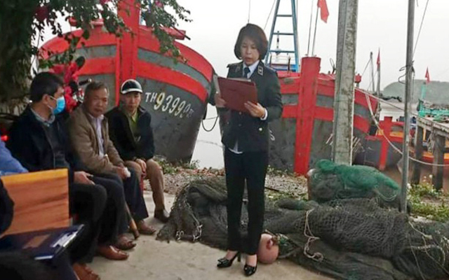 Chi cục THADS huyện Hậu Lộc tiến hành cưỡng chế kê biên tài sản thế chấp