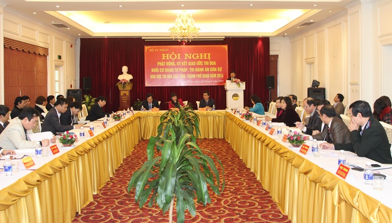 Khu vực thi đua Khối cơ quan tư pháp các tỉnh đồng bằng Bắc bộ ký giao ước thi đua quyết tâm thực hiện thắng lợi nhiệm vụ công tác năm 2014