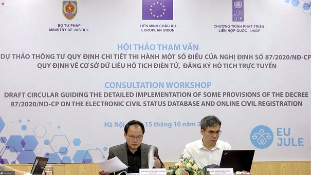 Cục Hộ tịch, quốc tịch, chứng thực tổ chức Hội thảo tham vấn ý kiến dự thảo Thông tư quy định chi tiết thi hành một số điều của Nghị định số 87/2020/NĐ-CP ngày 28/7/2020 của Chính phủ quy định về Cơ sở dữ liệu hộ tịch điện tử, đăng ký hộ tịch trực tuyến