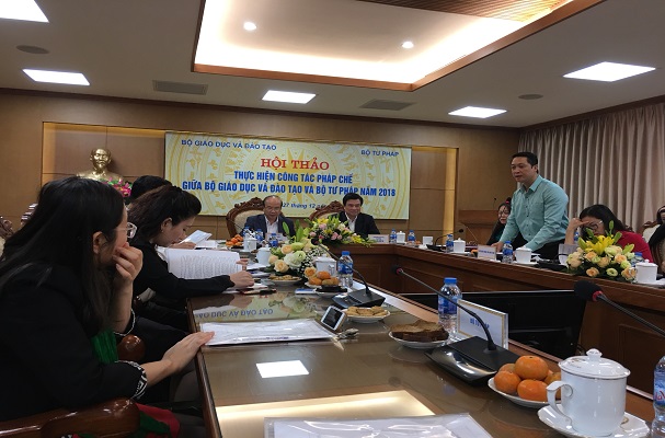 Hội thảo đánh giá kết quả phối hợp trong công tác pháp chế giữa Bộ Tư pháp và Bộ Giáo dục và Đào tạo năm 2018 và phương hướng phối hợp công tác năm 2019