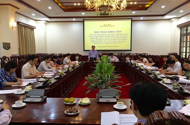 Hội thảo khoa học Góp ý dự thảo Báo cáo tổng hợp kết quả đề tài khoa học cấp Bộ “Đổi mới công tác kiểm tra, xử lý văn bản quy phạm pháp luật góp phần nâng cao hiệu quả, hoàn thiện pháp luật và tổ chức thi hành pháp luật ở Việt Nam hiện nay”