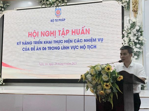 Cục Hộ tịch, quốc tịch, chứng thực - Bộ Tư pháp tổ chức Hội nghị tập huấn kỹ năng triển khai thực hiện các nhiệm vụ của Đề án 06 trong lĩnh vực hộ tịch tại tỉnh Nghệ An