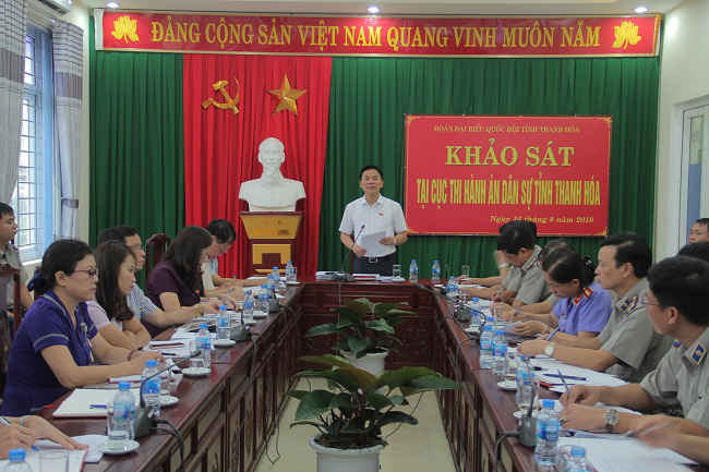 ĐOÀN ĐẠI BIỂU QUỐC HỘI TỈNH THANH HÓA KHẢO SÁT VÀ LÀM VIỆC TẠI CỤC THI HÀNH ÁN DÂN SỰ TỈNH