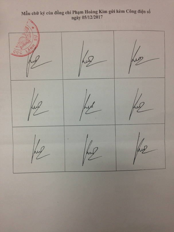 Bộ Ngoại giao đồng ý chấp thuận: đồng chí Phạm Hoàng Kim – Đại sứ nước Cộng hòa xã hội chủ nghĩa Việt Nam tại Pakistan được ký các giấy tờ lãnh sự