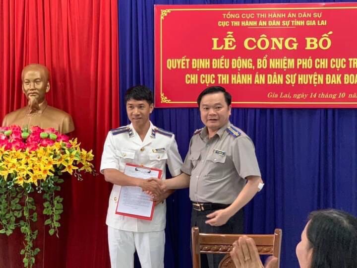 CỤC THI HÀNH ÁN DÂN SỰ TỈNH TỔ CHỨC LỄ CÔNG BỐ  BỔ NHIỆM CÔNG CHỨC LÃNH ĐẠO CHI CỤC THI HÀNH ÁN DẤN SỰ HUYỆN ĐAK ĐOA