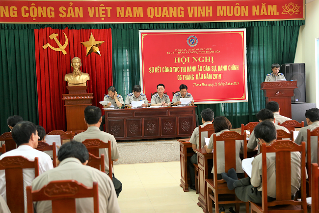 CỤC THI HÀNH ÁN DÂN SỰ TỈNH THANH HÓA TỔ CHỨC HỘI NGHỊ SƠ KẾT CÔNG TÁC THI HÀNH ÁN DÂN SỰ, HÀNH CHÍNH  06 THÁNG ĐẦU NĂM 2019