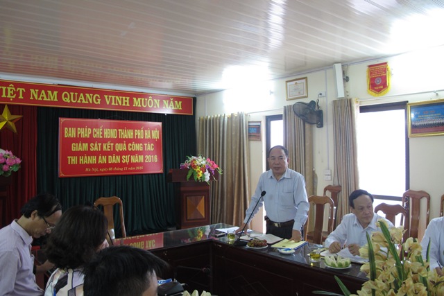 Ban pháp chế Hội đồng nhân dân thành phố Hà Nội giám sát công tác thi hành án dân sự năm 2016 tại Cục Thi hành án dấn sự thành phố Hà Nội