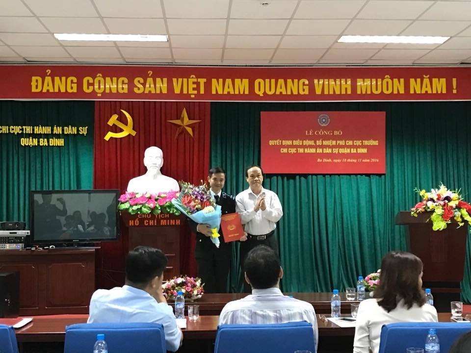Lễ công bố quyết định điều động, bổ nhiệm Phó Chi cục trưởng Chi cục Thi hành án dân sự quận Ba Đình