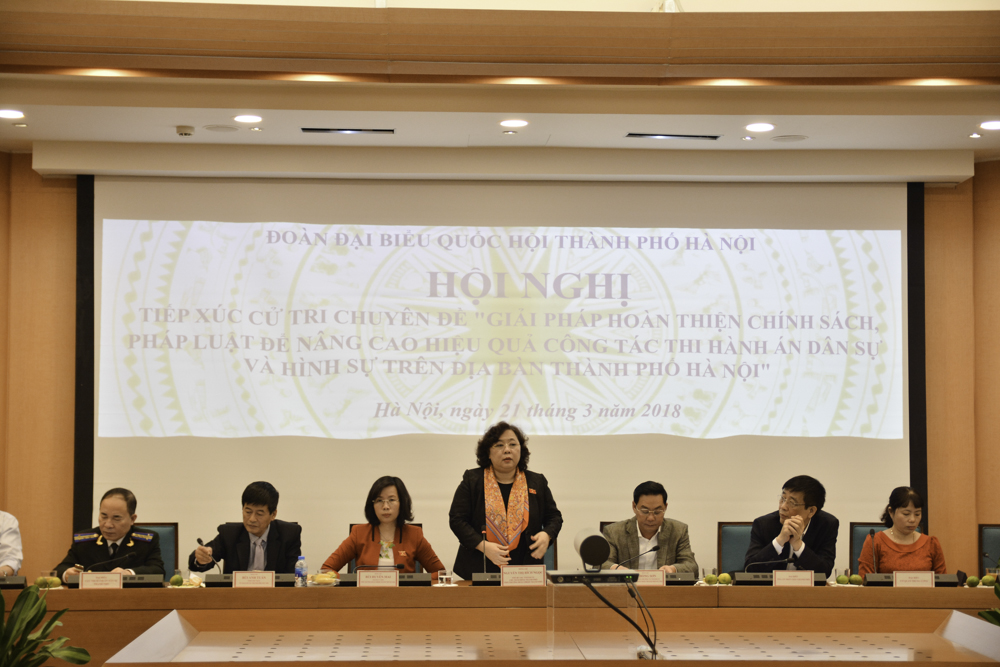 Cục Thi hành án dân sự thành phố Hà Nội tham gia hội nghị tiếp xúc cử tri chuyên đề “Giải pháp hoàn thiện chính sách, pháp luật để nâng cao hiệu quả công tác thi hành án dân sự và hình sự trên địa bàn thành phố Hà Nội”