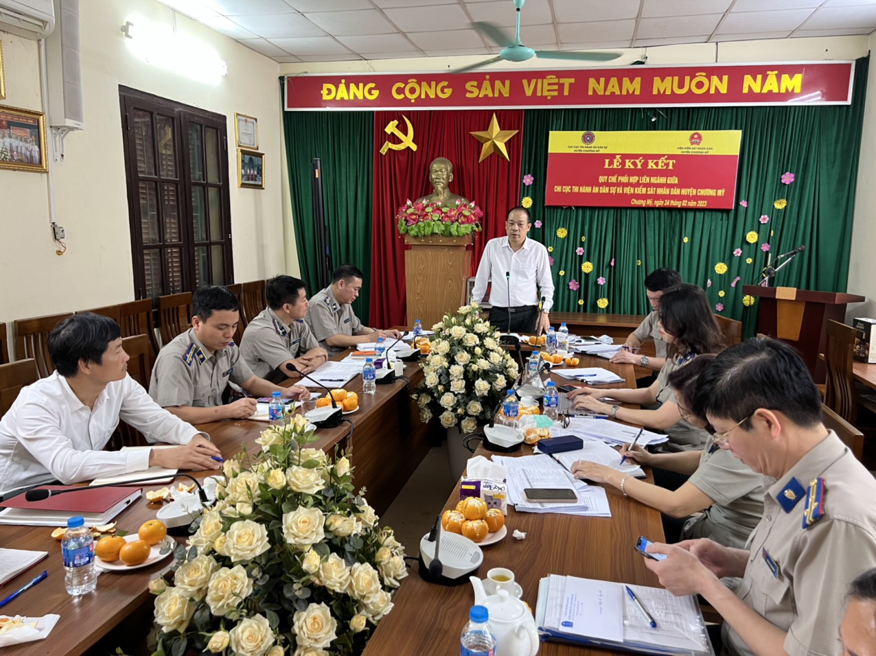 Cục Thi hành án dân sự thành phố Hà Nội đôn đốc thực hiện chỉ tiêu, nhiệm vụ công tác năm 2023 tại Chi cục THADS huyện Chương Mỹ