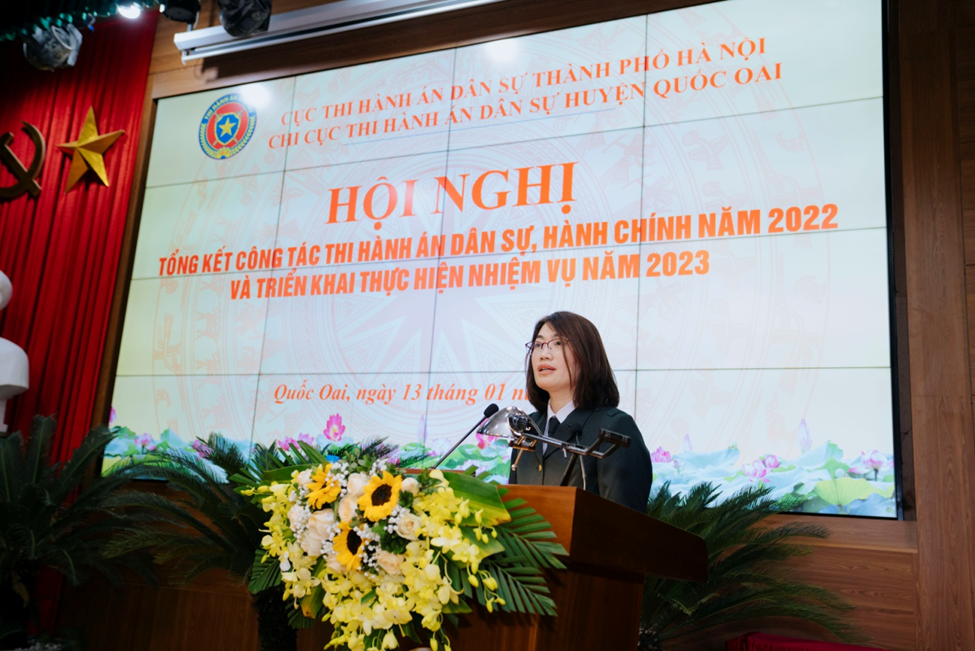 Chi cục Thi hành án dân sự Huyện Quốc Oai tổ chức Hội nghị tổng kết công tác Thi hành án dân sự, hành chính năm 2022 và triển khai thực hiện nhiệm vụ năm 2023