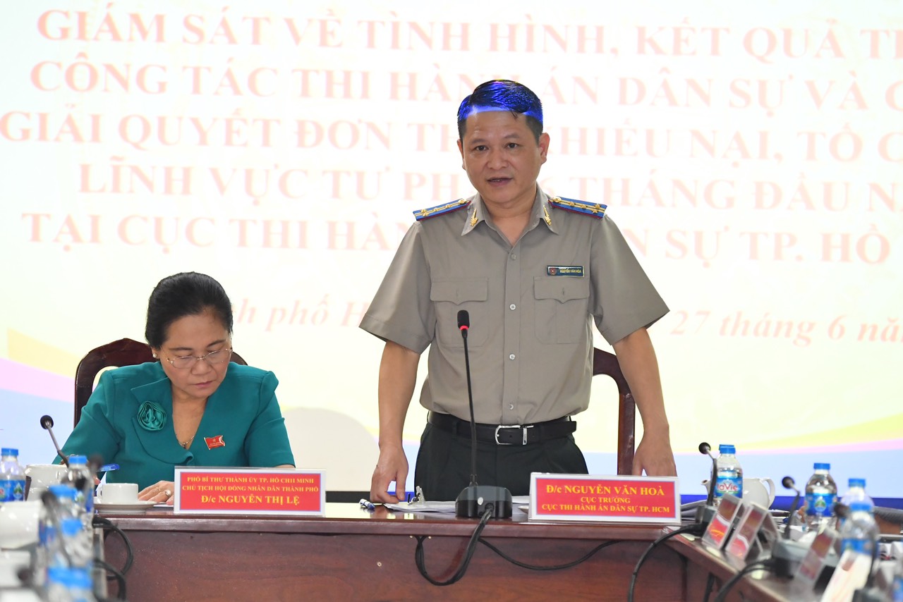 Đoàn giám sát Hội đồng nhân dân TP. Hồ Chí Minh làm việc với Cục THADS Thành phố Hồ Chí Minh