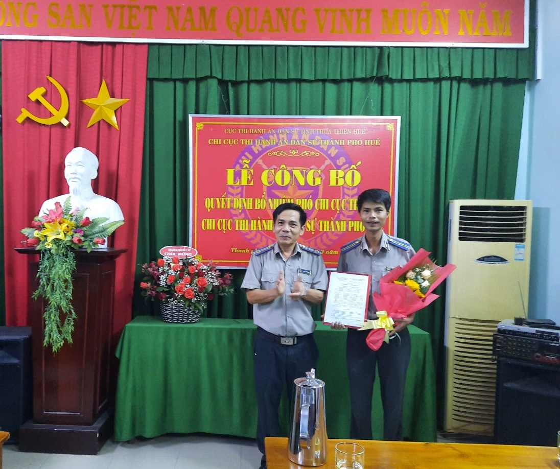 Lễ công bố quyết định bổ nhiệm Phó Chi cục trưởng Chi cục Thi hành án dân sự thành phố Huế