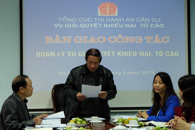 Bàn giao công tác quản lý Vụ Giải quyết khiếu nại, tố cáo thuộc Tổng cục Thi hành án dân sự